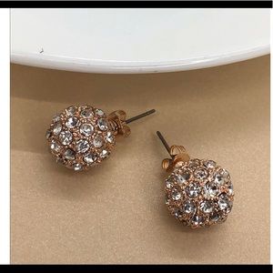 Rose Gold Crystal Ball Stud Earrings
